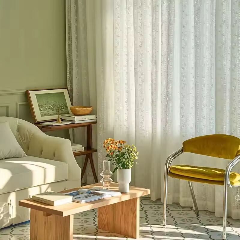 American Pastoral Tulle Curtains for Living Room Room Bedroom Bay Window Balcony White Gauze Yarn Sheer Voile Drapes Custom