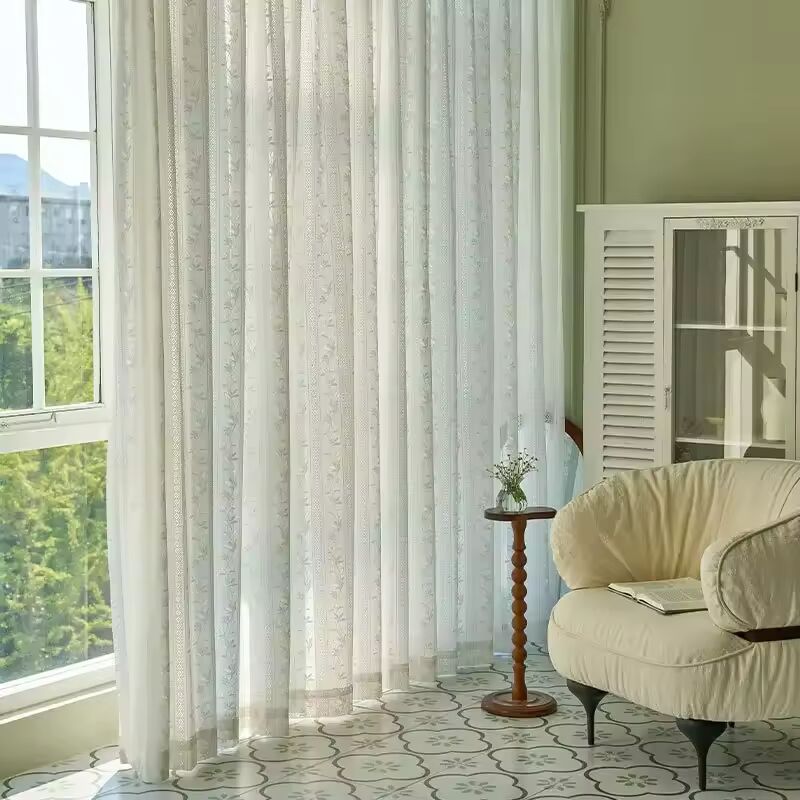 American Pastoral Tulle Curtains for Living Room Room Bedroom Bay Window Balcony White Gauze Yarn Sheer Voile Drapes Custom