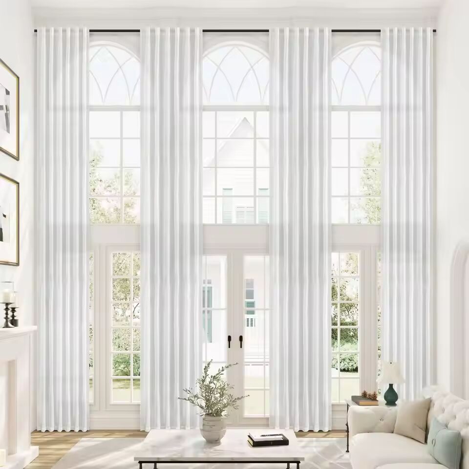 350cm Height Custom Made 270CM Length Sheer Curtain Solid Color Curtain Window Living Room Tulle Curtain Finished Curtain